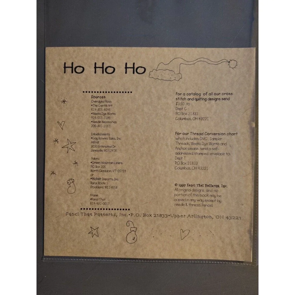 Fanci Frolics Ho Ho Ho Cross Stitch Pattern FF-02 Fanci That Primitive Santa